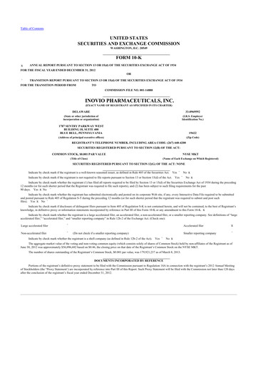 Thumbnail Inovio Pharmaceuticals 10-K Annual Report 2011