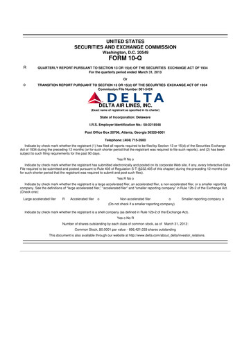 Thumbnail Delta Air Lines 10-Q Quarterly Report FY2013 