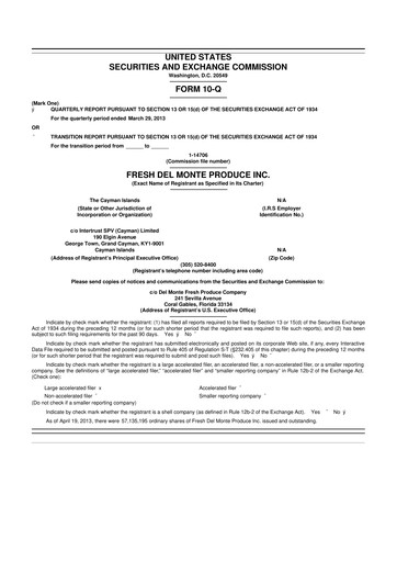 Vorschaubild Fresh Del Monte Produce
 10-Q Quartalsbericht 2013 