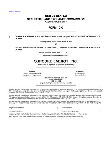 Thumbnail SunCoke Energy
 10-Q Quarterly Report FY2013 