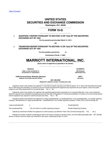 Thumbnail Marriott International 10-Q Quarterly Report FY2013 