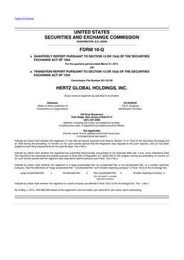 Miniature Herc Holdings
 10-Q Rapport trimestriel 2013 