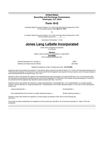 Thumbnail Jones Lang LaSalle 10-Q Quarterly Report FY2013 