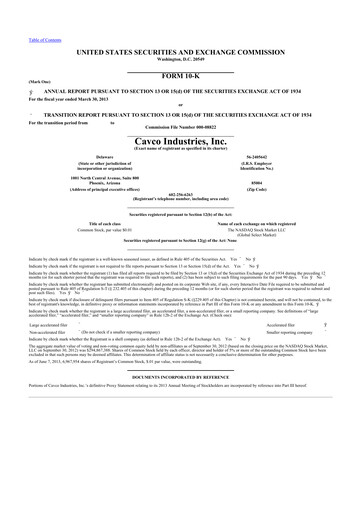 Thumbnail Cavco Industries 10-K Annual Report 2013