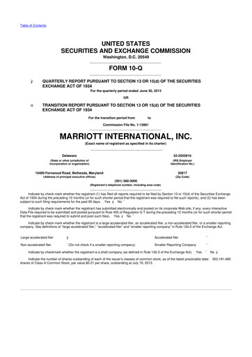 Thumbnail Marriott International 10-Q Quarterly Report FY2013 