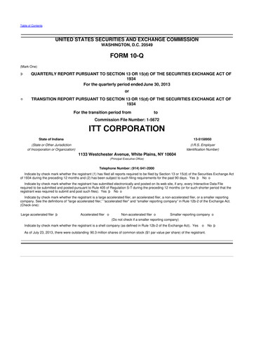 Vorschaubild ITT 10-Q Quartalsbericht 2013 