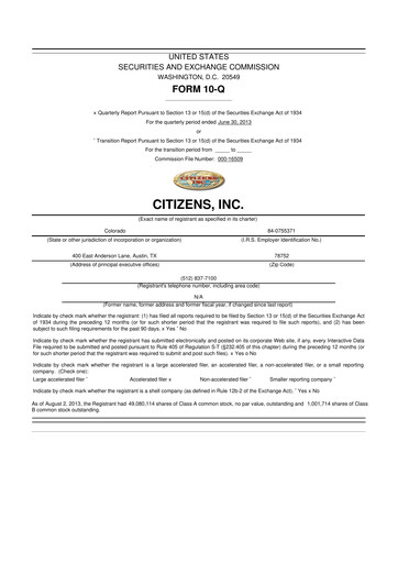 Thumbnail Citizens Inc 10-Q Quarterly Report FY 