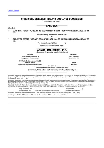 Miniature Cavco Industries 10-Q Rapport trimestriel 2014 