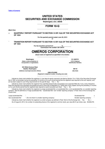Thumbnail Omeros Corporation 10-Q Quarterly Report FY2013 