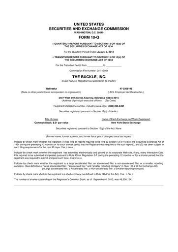 Thumbnail Buckle
 10-Q Quarterly Report FY2013 