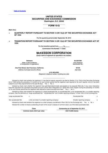 Thumbnail McKesson 10-Q Quarterly Report FY2014 