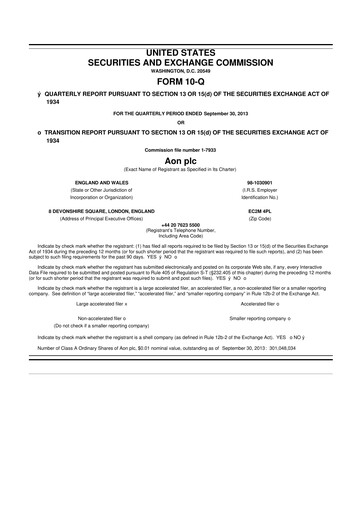 Thumbnail Aon 10-Q Quarterly Report FY2013 