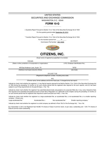 Thumbnail Citizens Inc 10-Q Quarterly Report FY 