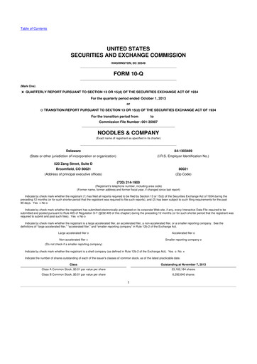 Thumbnail Noodles & Company 10-Q Quarterly Report FY 