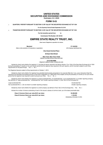 Thumbnail Empire State Realty Trust
 10-Q Quarterly Report FY2013 