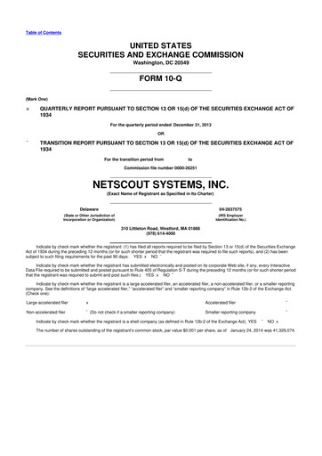 Thumbnail NETSCOUT 10-Q Quarterly Report FY2014 