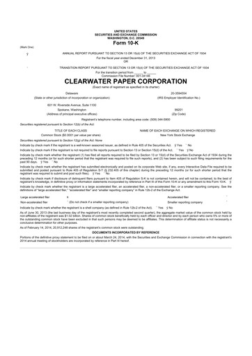 Thumbnail Clearwater Paper 10-K Annual Report 2013