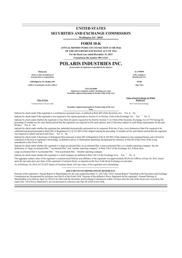 Thumbnail Polaris 10-K Annual Report 2013