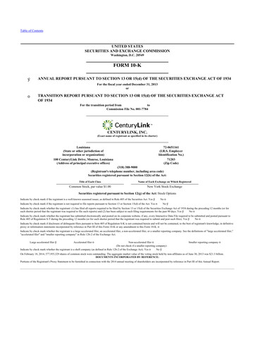 Thumbnail Lumen Technologies 10-K Annual Report 2013