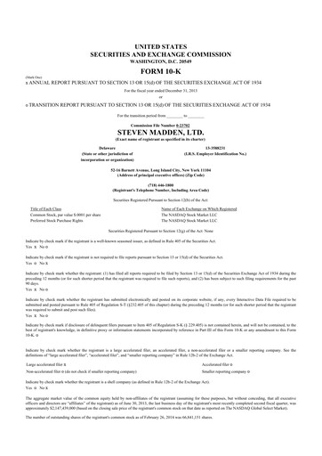 Thumbnail Steve Madden
 10-K Annual Report 2013