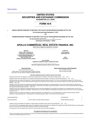 Miniature Apollo Commercial Real Estate Finance 10-K Rapport annuel 2013