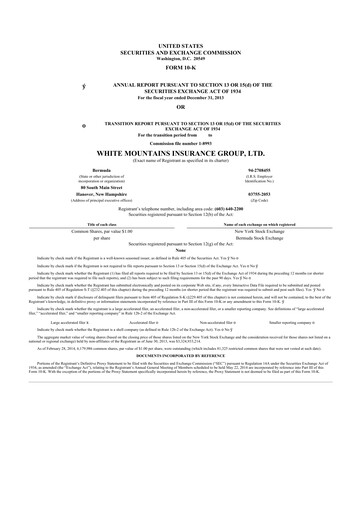 Thumbnail White Mountains Insurance Group 10-K Annual Report 2013