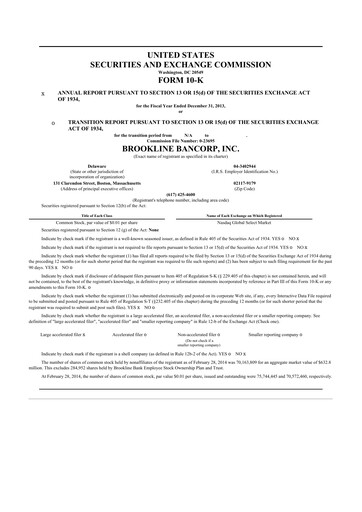 Thumbnail Brookline Bancorp 10-K Annual Report 2013