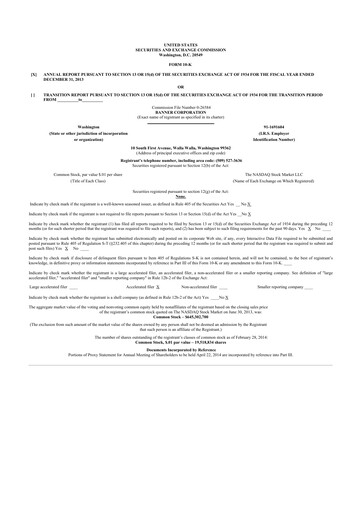 Thumbnail Banner Bank
 10-K Annual Report 2013