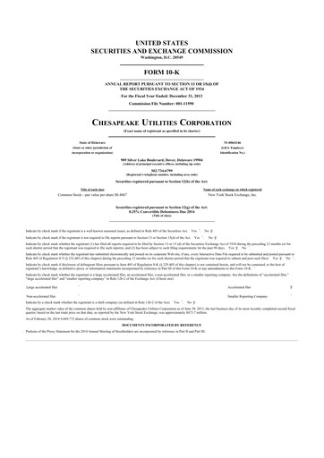 Thumbnail Chesapeake Utilities
 10-K Annual Report 2013