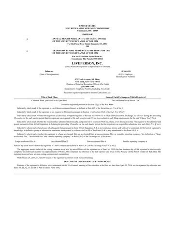 Thumbnail LivePerson 10-K Annual Report 2013