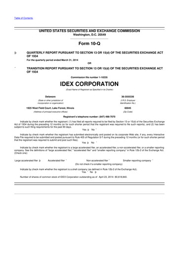 Vorschaubild IDEX 10-Q Quartalsbericht 2014 