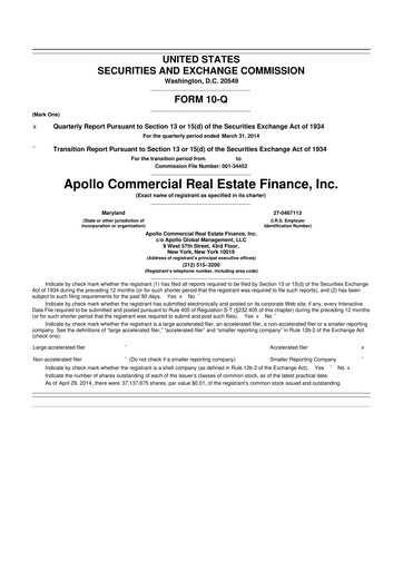 Thumbnail Apollo Commercial Real Estate Finance 10-Q Quarterly Report FY2014 