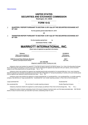 Thumbnail Marriott International 10-Q Quarterly Report FY2014 