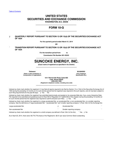 Thumbnail SunCoke Energy
 10-Q Quarterly Report FY2014 