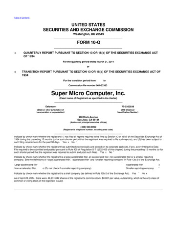 Thumbnail Supermicro 10-Q Quarterly Report FY2014 