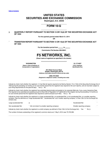 Vorschaubild F5 10-Q Quartalsbericht 2014 