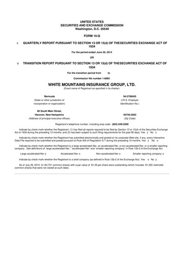 Vorschaubild White Mountains Insurance Group 10-Q Quartalsbericht 2014 