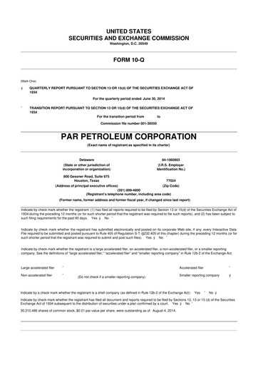 Miniature Par Pacific Holdings 10-Q Rapport trimestriel  