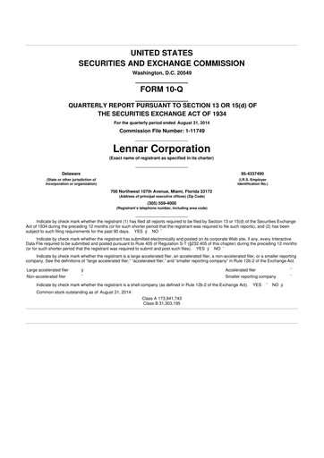 Thumbnail Lennar 10-Q Quarterly Report FY2014 