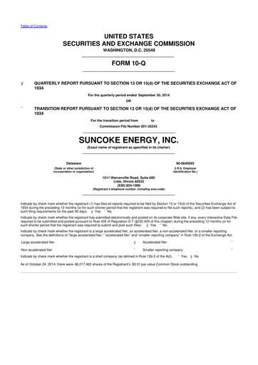 Thumbnail SunCoke Energy
 10-Q Quarterly Report FY2014 