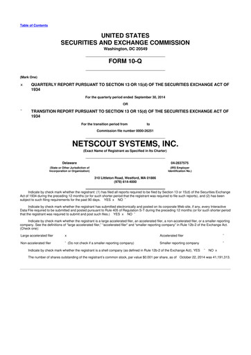 Thumbnail NETSCOUT 10-Q Quarterly Report FY2015 