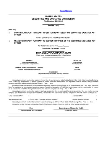 Thumbnail McKesson 10-Q Quarterly Report FY2015 