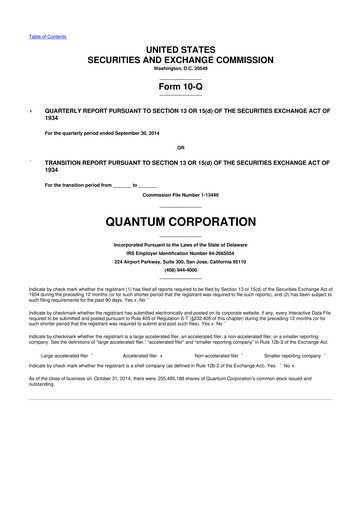 Vorschaubild Quantum Corporation 10-Q Quartalsbericht 2015 