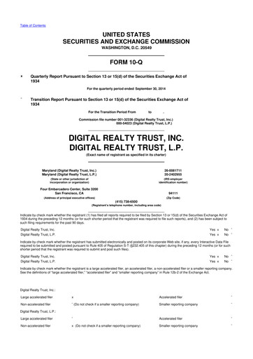 Thumbnail Digital Realty 10-Q Quarterly Report FY 