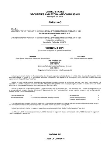 Thumbnail Workiva
 10-Q Quarterly Report FY 
