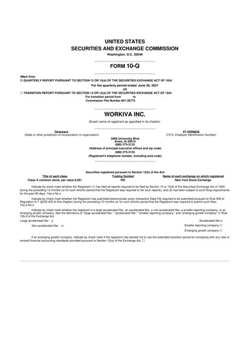 Thumbnail Workiva
 10-Q Quarterly Report FY 