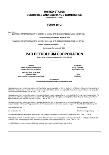 Miniature Par Pacific Holdings 10-Q Rapport trimestriel  