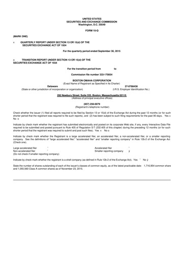 Thumbnail Boston Omaha 10-Q Quarterly Report FY2015 