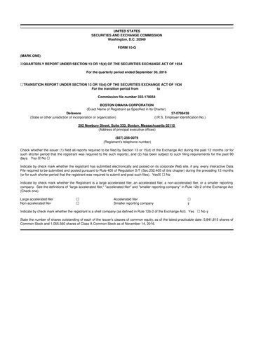 Thumbnail Boston Omaha 10-Q Quarterly Report FY2016 