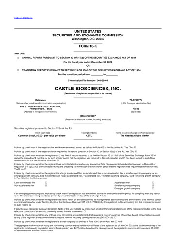 Thumbnail Castle Biosciences 10-K Annual Report 2022